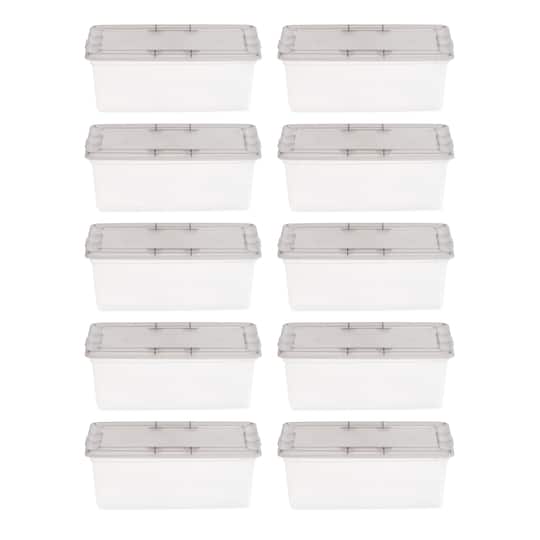IRIS Clear Stackable Storage Boxes with Gray Lid